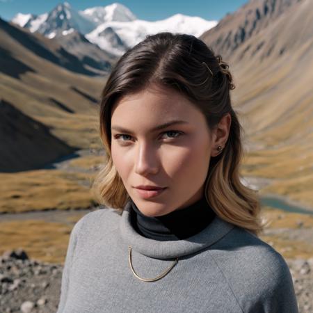 cinematic film still upper body shot of an (curvy:0.1) (busty:0.1) ohwx woman classic half-updp hair posing in a
Grey funnel neck dress	Stacked rings	Funnel collar frames face naturally in a conservative yet flattering style
Los Nevados National Park	â	Partial - high altitude	Andean paramo and glaciers	Dramatic mountain peaks	Alpine scenery and lakes	Crisp and clear
in style of Steve McCurry	Canon EOS 5D Mark IV	24-70mm	f/2.8	1/125s	400	Natural light, reflectors <lora:Jessica Valero_SDXL_v1.0b:1> . shallow depth of field, vignette, highly detailed, high budget, bokeh, cinemascope, moody, epic, gorgeous, film grain, grainy