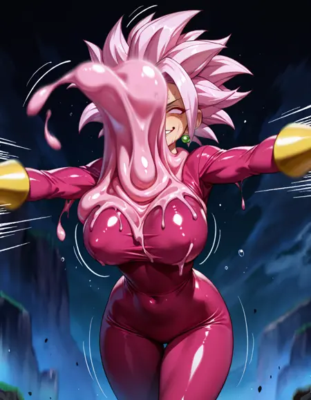 Majin buu's absorption ready covered by majin meat slime pose (dragon ball)