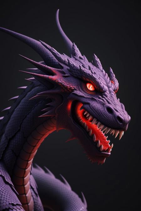 Asian dragon, prple snake gradient vibrant neon colour, rough, textural, broad brush strokes, red color prominent detailed, alienzkin, silhouette, spotlight, dark theme, c4d, blender, raytracing, unreal engine 5, render 3d, face close up,