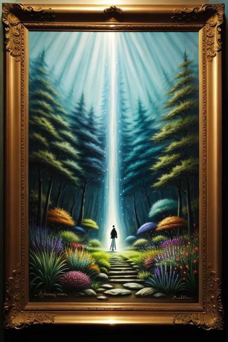 Generate an extraordinary masterpiece with extreme detail and clarity, suitable for a contest:1.5. This image should be a unique blend of artistic genres, featuring elements of surrealism:1.2, hyper-realism:1.1, and fantasy:1.3. Focus on intricate details, vivid colors, and a composition that draws the eye across the entire scene. The artwork should have a sense of depth and dimensionality, with textures that appear almost tangible. Include imaginative elements that defy expectations, such as floating landscapes, ethereal light sources, or fantastical creatures interacting in a realistic environment. The overall atmosphere should be captivating and thought-provoking, encouraging viewers to ponder the scene's deeper meaning.
