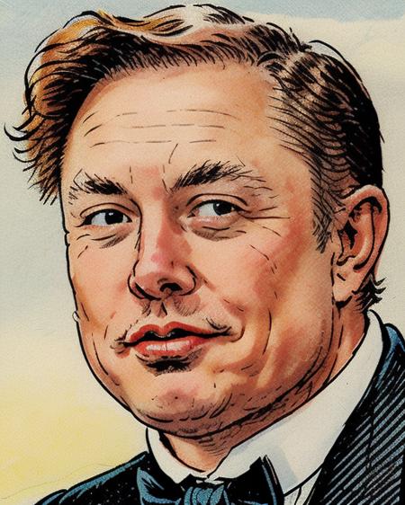<lora:alfredbestall:1> bestall illustration, close portrait of elsk man  <lora:Elon_60_2-000001:1>