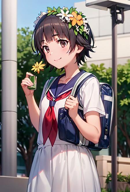 uiharu_kazari,  <lora:Kazari_v1-000008:1>, 
(8k, RAW photo, best quality, masterpiece:1.2),
1girl, bag, sakugawa_school_uniform, school_uniform, serafuku, solo, school_bag, holding_strap, jaggy_line, smile, shoulder_bag, backpack, red_neckerchief