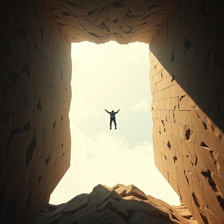 a person falling infinitely between two portals
