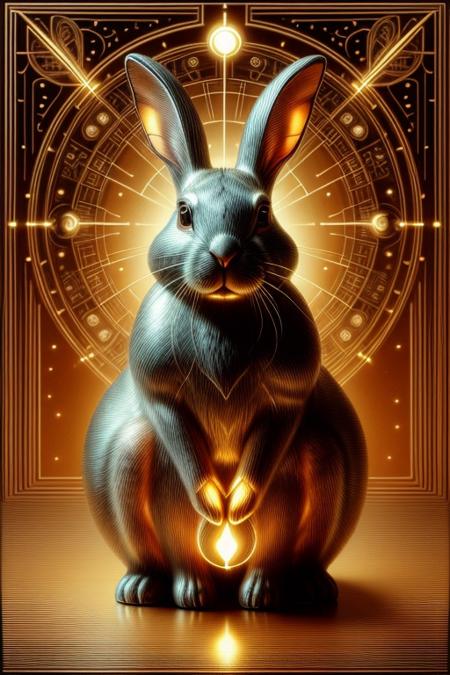 (glowing glass rabbit) in ArtDecoStyle, (utltra-detailed, masterpiece, best quality, high resolution:1),  <lora:ArtDecoStyle:1>