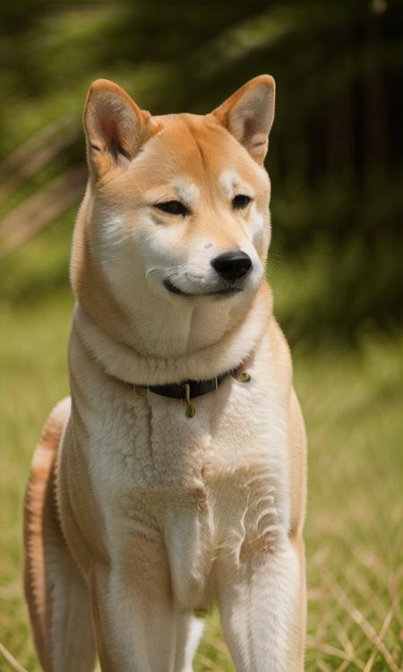 close up photo of a shiba, forest, haze, halation, bloom, dramatic atmosphere, centred, rule of thirds, 200mm 1.4f macro shot,<lora:shiba_v3-000003:0.7>