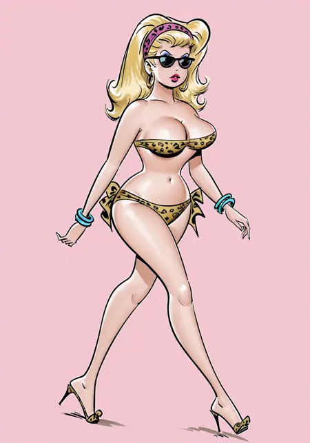 Bill Wenzel pinup comic style