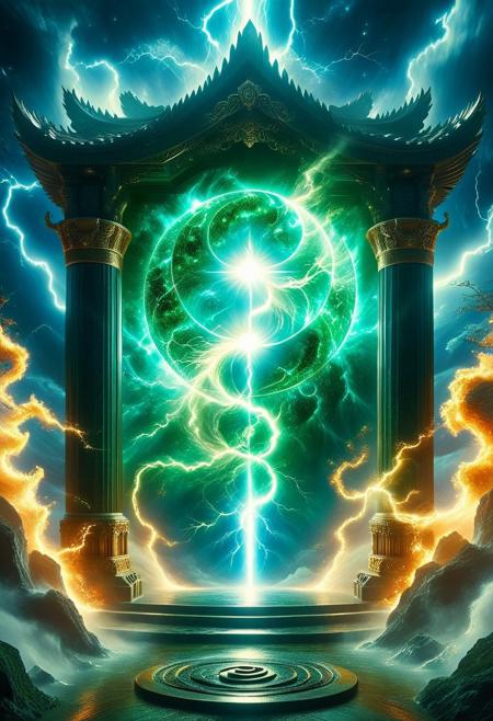 In the pillar of plasma that reaches the sky, there is a door of light with clear outlines, reaching a height of a hundred zhang, with a majestic aura.
This door of light is built on layers upon layers of white fire.
It is as if white fire are cast into its throne.
But it is not purely a door of light, it is a mixture of rain, wind, thunder, lightning, yin and yang, the five elements, the heavenly stems and earthly branches, a mixture of all things, like a combination of all things in the world.
It symbolizes stars, symbolizes supernova, symbolizes explosion, symbolizes cosmos, symbolizes energy.
epic, majestic, fantasy, dreamy, perspective, moody, magical, light and shadow, space, astronomical themes, magnificent, celestial, ethereal, 
(beautiful, detailed, textural, artistic, unreal engine, octane rendering, Anti-Aliasing, sharp focus, vivid, vibrant, best texture quality, very aesthetic), (((intricate details, highly detailed, ultra-detailed, absurdres))), 
midjourneyv6.1, emeraldmorph