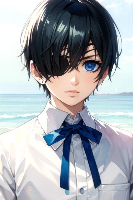 ciel_phantomhive black hair blue eyes