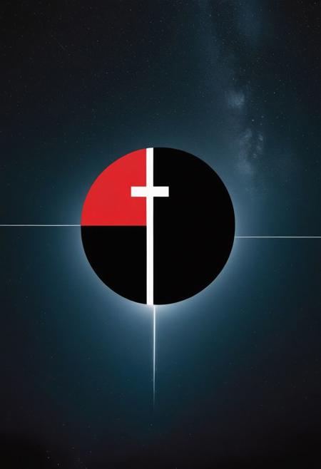 a glittering city of glass and shining metal,
   bright sunlight under a pitch black sky.
So twice five miles of urban sprawl,
I center: a big black circle in bold lines intersected by a thick cross like the swiss flag,
Photographer Reuben Wu Style