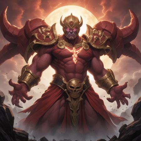 a android with a sword, motu, mark brooks detailed, boris johnson as thanos, ankh, red lightning, d render, rum, inspired by Théodore Géricault, featured on amiami, wearing gilded red robes, tiger - crab creature, afrofuturism anime, colossus, character concept design, fantasy, 3 d render official art, promotional art, beautifully backlit, vibrant colour lines, detailed skin, detailed illustration, one piece coherent, trending on pixiv pretty pixar wallpaper ilya kuvshinov katsuhiro villeneuve wlop and artgerm hildebrandt