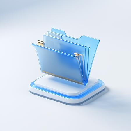 Blue-gray|gold Folder icon,many details, octane render, transparent glass texture,frosted glass, transparent technology sense, industrial design, white background, studio lighting, sunshine, flat, minimal, quasi-object, axisymmetric, blender, C4D, best quality, 4k