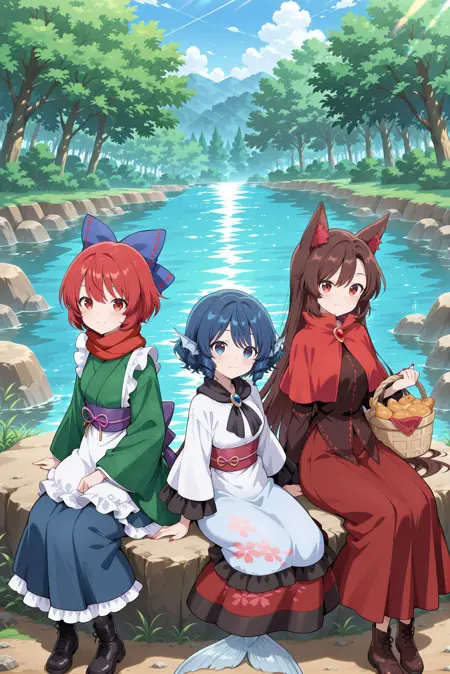 [BONUS] Grassroots Youkai Network - Sekibanki, Wakasagihime & Kagerou Imaizumi - 草の根妖怪ネットワーク