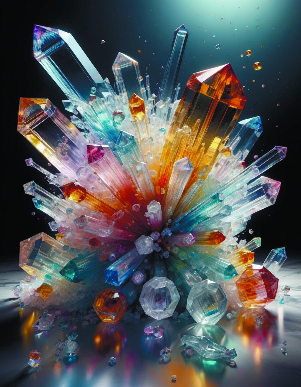 Crystal Cluster Explosion: A Vibrant Display of Colorful Gems