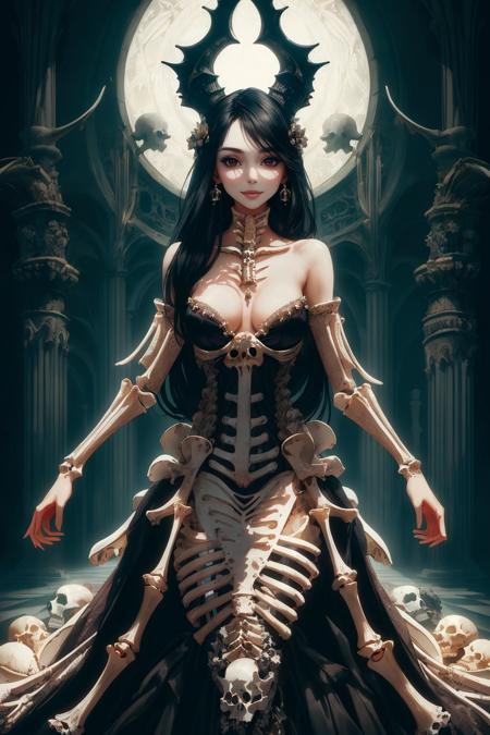 edgBones wearing edgBones dress with skeleton bones dress with skeletal bones bones