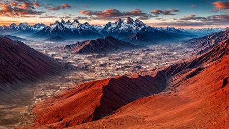 ((masterpiece:1.4,best quality)), cloud,  outdoors
(mountains), scenery, sky, (dessert:1.4),
(early morning:1.4),morning red, high detail, abundant, 8k, high detail, wallpaper,