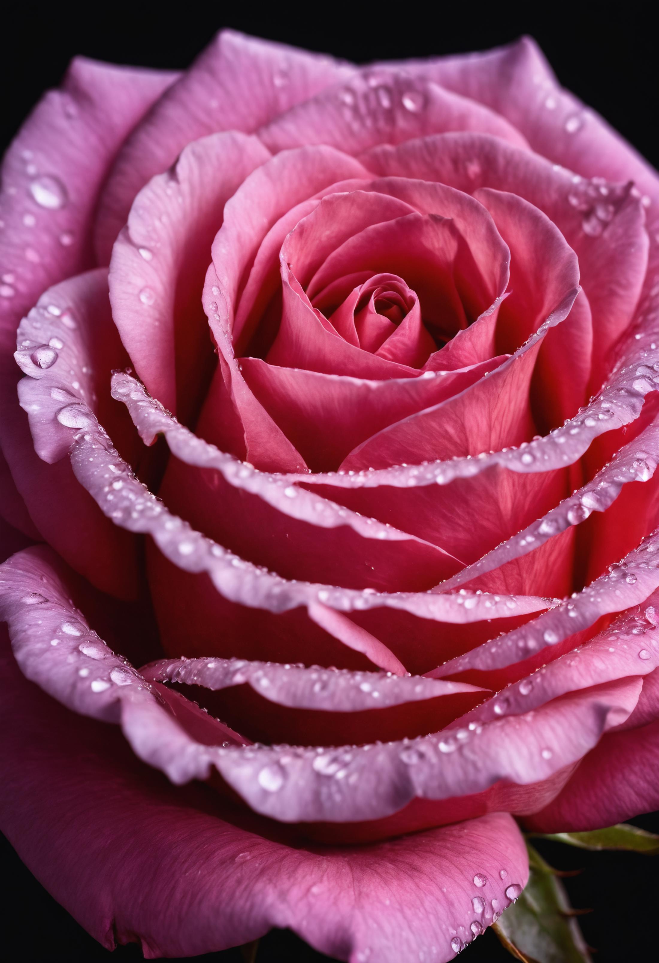 Pink Rose Petals with Water Droplets on Them