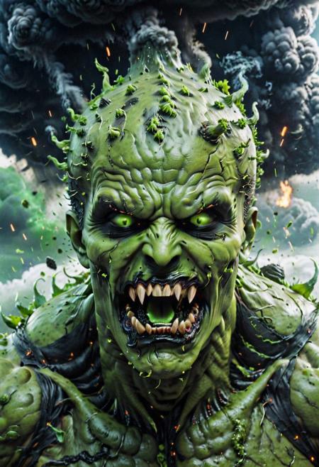 According to the rules, in such cases, it was supposed to become a black impenetrable cloud, fill the entire space with itself, catch up with green DEVIL SPAWN horror and look at him with an ominous luminous look from nowhere and from everywhere, which Bomchi immediately did.  Feeling of fear, feeling of horror,rich colors, ultra clear image, more realistic, high resolution photos, 8K HD wallpapershigh quality, intricate details,  ultra detailed, ,depth of field, 8k resolution trending on Artstation Unreal Engine 5, Epic,detailed background, <lora:xl_more_art-full_v1:1.2>  <lora:JuggerCineXL2:0.8> , Cinematic,  <lora:EnvyActionShotXL01:0.8> action shot