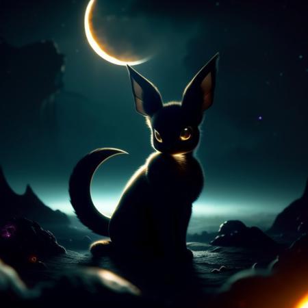 Obliveon (Evolved Umbreon)
"The Eclipse Eternal"
Obliveon does not cast shadows—it is the shadow. Its golden rings are the last light of dead stars, and where it passes, sound, light, and hope are devoured. Those who stare too long into its abyssal fur see only the hollow faces of everyone they’ve ever lost, screaming in perfect silence.
Background: Born from the collapse of a universe where light never existed, Obliveon is the end of all things. It does not kill—it uncreates.