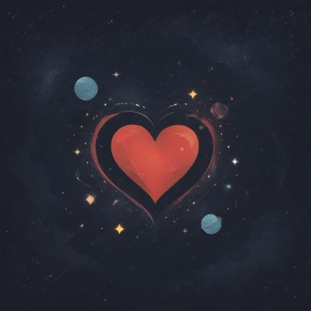 Heart logo with stars and planets, logoredmaf