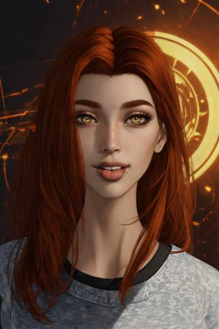 (masterpiece, best quality, ultra-detailed, highres, best illustration),perfect face, ((solo, solo focus)),sidelighting, lustrous skin,(bloom), (shine), ray tracing,pants, 1girl, solo, colored skin, tongue, red hair, blue skin, long hair, yellow eyes, tongue out, smile, teeth, portrait, no pupils, lips, orange hair,depth_of_field, sci fi background,very detailed background,extreme light and shadow,(detailed eyes), (beautiful) beautiful detailed eyes, perfect lighting , perfect anatomy,(extremely detailed illustrated 8k wallpaper),(masterpiece), (best quality), (ultra-detailed), (best illustration),(best shadow), vivid colors,full body,  <lora:SLDcSamFantasyJello:1>