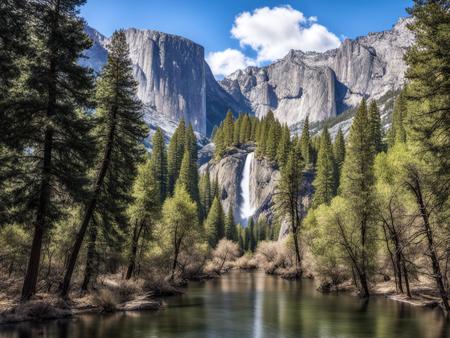 best quality,masterpiece,highers,4k,8k,realistic,
yosemite,forest,tree,bush,grass,water,river,mountain,blue_sky,sky,day,cloud,nature,no_humans,outdoors,scenery,