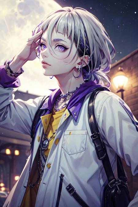 ryuu_natsume, grey hair, purple eyes