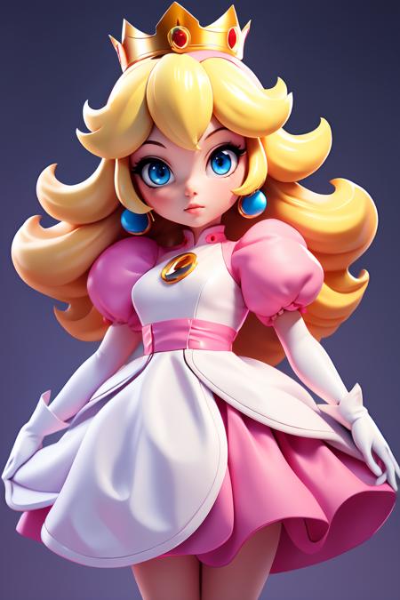 (masterpiece, best quality), 1girl, <lora:princesspeach-lora-nochekaiser:0.8> princess peach, blonde hair, blue eyes, long hair, crown, dress, gem, gloves, pink dress, puffy short sleeves, puffy sleeves, short sleeves, white gloves,