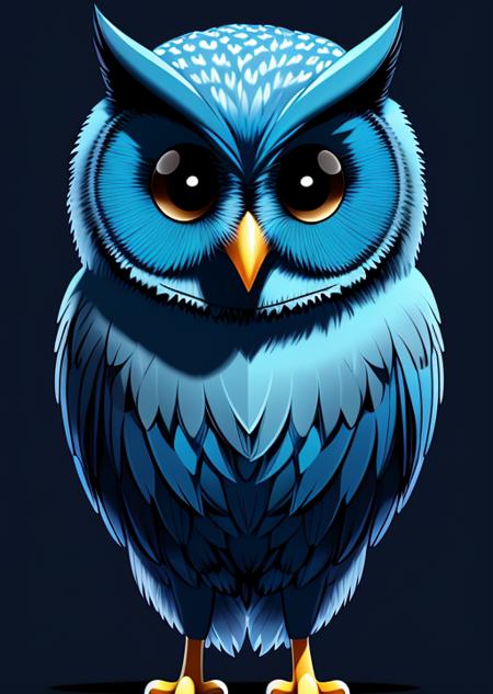 masterpiece, best quality, pale blue owl, dark blue beak, dark blue legs, dark blue eyes, flat 2d image, cartoon, classic Disney style, high resolution, detailed, sharp focus