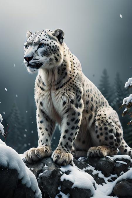 (masterpiece),
a beautiful snow leopard, snowing a lot, forest,
looking at viewer,
godly light,
ultra realistic, HDR, intricate details,