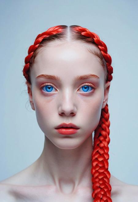 against glass,(Low-Key Portraits by Vicky Roy and Dino Pedriali:1.2), (aesthetic of symbolism with radicalized atmosphere:0.5), (Infrared Photography by Sally Soames and Pauline Kruger Hamilton:1.2), blue eyes,2 red braids,,boleum \(dgrpluna\), f/4, daring, high dynamic range, (center composition, symmetry composition:0.1), (ebony and muted colors:0.1) <lora:MJ52:0.5> <lora:- SDXL - vanta-black_contrast_V3.0:0.5>blackf/1.4, rule of thirds, iconoclastic opus magnum with unparalleled details, (electricblue and unique colors:0.1), <lora:MJ52:1.0>(masterpiece, best quality:1.4), perfect body parted lips, , detailed skin,model photoshoot,photography by (Ethel Warwick:1.3), modelshoot, pose, , award winning photo macro shot of a beautiful A minimalist and modern design portraits of a beautiful woman, one eye covered in an artistic black band in bold white, blue or yellow colors, set against a stark white background. This graphic representation symbolizes beauty through visual simplicity and minimalistic elements. (Motion Blur Photography by Sarah Charlesworth and Andres Serrano:1.2), award-winning photography, aesthetic, carefully designed details, clear scene, f/22, symmetry and balance, unprecedented, selective color,  Ultra High Resolution, wallpaper, 8K,Rich texture details, hyper detailed, detailed eyes, detailed background, dramatic angle, epic composition, SimplepositiveXLv1 , (close-up portrait:1.1), solo, model photoshoot,, a stylish girl,