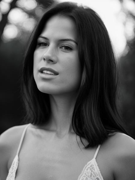 Realistic photo of a beautiful rh0n4m woman, 1girl,solo,long hair,looking at viewer,monochrome,upper body,greyscale,nude,parted lips,teeth,looking back,lips,realistic,nose, soft lighting, professional Photography, Photorealistic, detailed, RAW, analog, sharp focus, 8k, HD, high quality, masterpiece<lora:rh0n4m:1.0>
