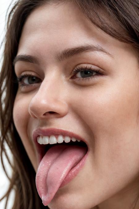 woman licking ice cream, extreme closeup of the ice cream and the tongue, sharp focus, hyperdetailed, hyperresolution texture