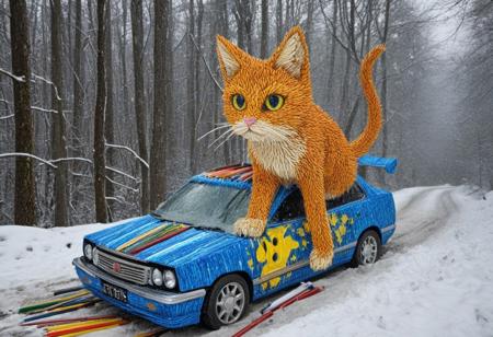 cuteup, cute, cutieup, neko made of Pencil_morph_style, Pencil_morph_style, cat made of pencil, snow, ice, Surreal with macabre undertones, earthy surreal edge,  feline made out of countless pencils, snow, ice, hyper detail, masterpiece, score_10, randshadscree, anime drawing style, anime movie, driving at high speed,countless galaxy,yellow, kitty made out of coffee, snow, ice, bright blue and yellow energized sport car, score_9, score_8_up, score_7_up, score_6_up, shiny, shiny, cloudy forest, Made of fluffy clouds, clutter, trash, fr0stwrld, snow, ice, Pencil_morph_style