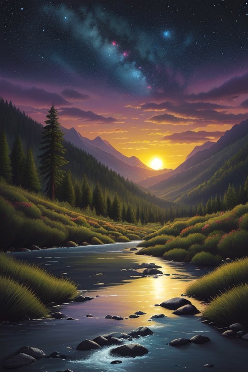 A captivating night scene illustration featuring a beautiful scene of the great out doors in the pacific northwest..   There are great mountains, pine forests, and rivers.  It is an outdoorsman's dream.  This enchanting artwork captures a serene and peaceful night, where the sun is just starting to rise over the beautiful hills and castle which   stands resolute amidst hills of Wales, creating a cinematic experience., illustration, cinematic
<lora:DonM3t3rn1tyXL-v1.1:0.7>, DonM3t3rn1tyXL,
OverallDetailXL  <lora:MJ52:0.3>  <lora:SDXLFaeTastic2400:0.4>  <lora:EpicF4nta5yXL:0.7>