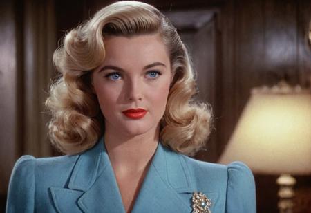 1940s vintage retro, lisa clark DCU, blonde hair, blue-eyed, perfect photo, highly detailed, best quality, fine details, coherent face, full body shot, standing, technicolor film still screencap, kodachrome photograph