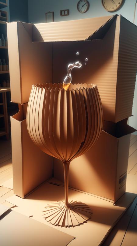 CardboardStyle <lora:CardboardStyle:1> wine glass, simple, basic, corrugated, cardboard, texture, crafts, (Masterpiece:1.3) (best quality:1.2) (high quality:1.1)