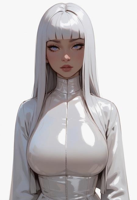 score_9, score_8_up, score_7_up, cartoon, a tiny woman, 1girl, 18yo, hime cut,  white woman, t1nyg1rlz,  (solo), (thin neck),  (big breasts), (portrait), (healthy), A woman standing while wearing a tight floral (latex:1.8) belted robe.