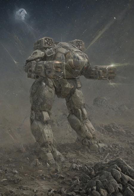 masterpiece, best quality, amazing quality, very aesthetic, absurdres, photo,
(madcat mkii), (masterpiece:1.16), (hyperrealistic:1.4), (ultra detailed:1.4), (best quality:1.13), (very wide shot:1.6), (battlefield view shot RTS style:1.25), (full-body view:1.23), (MechWarrior:1.15), (bipedal digitigrade war machine:1.15), (symmetrical mech design:1.2), (autocannons on arm mounted hardpoints:1.24), (detailed sci-fi armor and weaponry:1.27), (articulated mechanical legs:1.27), (advanced military technology:1.27), (realistic metal and composite textures:1.27), (standing in a vast moon warzone:1.19), (barren rocky lunar landscape:1.19), (impact craters:1.19), (jagged rocks:1.19), (drifting regolith:1.19), (distant explosions:1.19), (scorched ground:1.19), (debris fields:1.19), (multiple planets visible in the black sky:1.14), (harsh sunlight:1.14), (sharp shadows:1.14), (pale blue or green planetary glow:1.14), (atmospheric light rays:1.26), (dramatic volumetric lighting:1.26), (cinematic haze:1.26), (global illumination:1.26), (soft shadows:1.26), (sharp focus:1.26), (mist:1.18), (dust clouds:1.18), (sense of depth:1.18), (ambient occlusion:1.18), (ultra high resolution:1.2), (Hasselblad:1.1), (35mm lens:1.1), (9:16 vertical composition:1.1)
