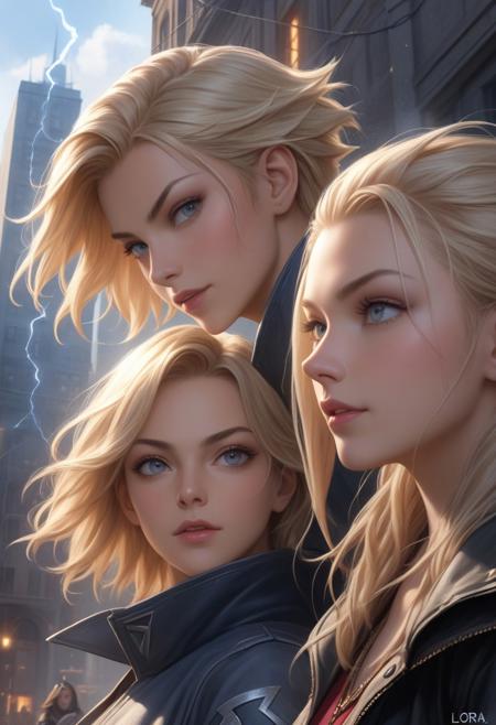 (photorealism:1.5)
(best quality, masterpiece:1.2), best quality, man, tall blond, proud look, short blond hair, portrait, gray coat, 2 girls, complex urban background, dynamic pose, action scene, <lora:add_detail:0.1>, arrogant, (eye contact), red lightning, riot of the elements, lighting effects, the highest detail, floating particles, ancient runes, white energy, mana, epic atmosphere, <lora:kVoidEnergy-000001:0.5> Energy V0id3