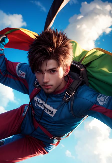 boy skydiving, clouds, wind, muscular,
vibrant colors, colorful art style, 
soft lighting, soft shadows, detailed textures, dynamic lighting,  
nice hands, perfect hands, 
<lyco:GoodHands-beta2:1.0> 
<lora:add_detail:1>