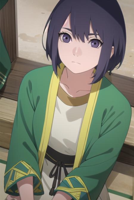 ladykiri, <lora:lady kiri-lora-nochekaiser:1>,
lady kiri, black hair, short hair, hair between eyes, (purple eyes:1.1),
BREAK long sleeves, robe, green robe, obi, dress, white dress,
BREAK outdoors, nature, forest, grass, sky, sun, clouds,
BREAK looking at viewer,
BREAK <lyco:GoodHands-beta2:1>, (masterpiece:1.2), best quality, high resolution, unity 8k wallpaper, (illustration:0.8), (beautiful detailed eyes:1.6), extremely detailed face, perfect lighting, extremely detailed CG, (perfect hands, perfect anatomy),