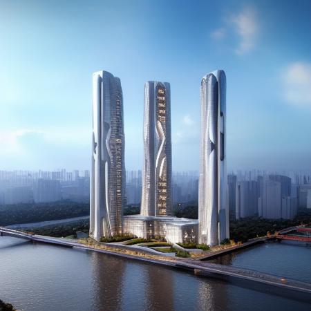 river, city, super high-rise building,high resolution,hyper quality,full details