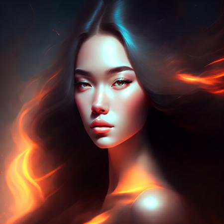 (neverlate style:1) a digital painting of a woman with long hair <lora:djzNeverLateV21_LoraBooth:1>