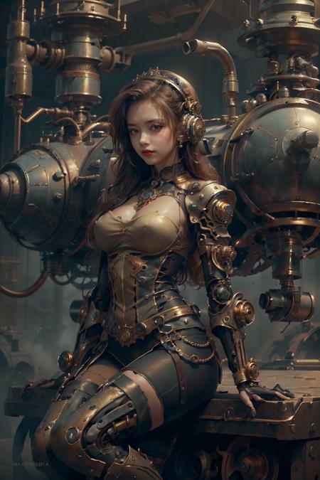 (masterpiece,top quality,best quality,official art,beautiful and aesthetic:1.2),
1girl,mechanical arms, 
steampunk,  <lora:SteamPunkMachineryv2:0.8>