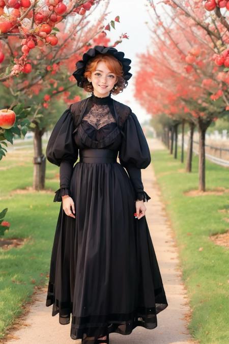 l3g0fmdr3ss,long sleeves,puffy sleeves,black dress,hat,bonnet,