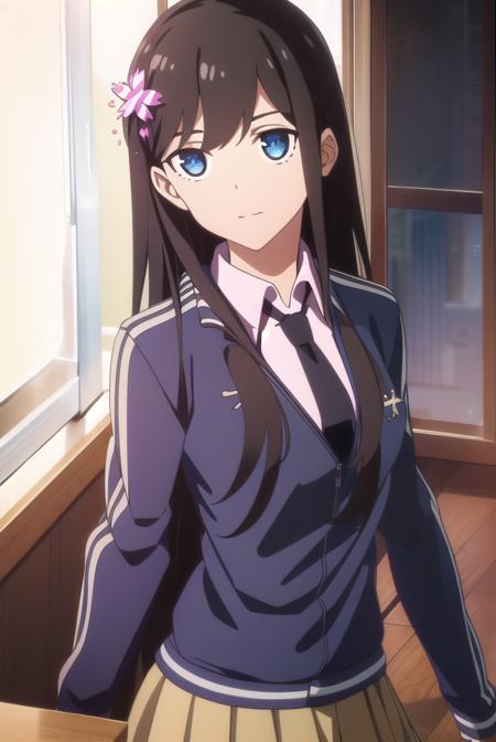 sunrong, <lyco:sunrong-lyco-nochekaiser:1>,
sun rong, long hair, black hair, hair ornament, ahoge, blue eyes, hair flower,
BREAK skirt, school uniform, jacket, pleated skirt, necktie, kneehighs,
BREAK looking at viewer,
BREAK indoors, classroom,
BREAK <lyco:GoodHands-beta2:1>, (masterpiece:1.2), best quality, high resolution, unity 8k wallpaper, (illustration:0.8), (beautiful detailed eyes:1.6), extremely detailed face, perfect lighting, extremely detailed CG, (perfect hands, perfect anatomy),