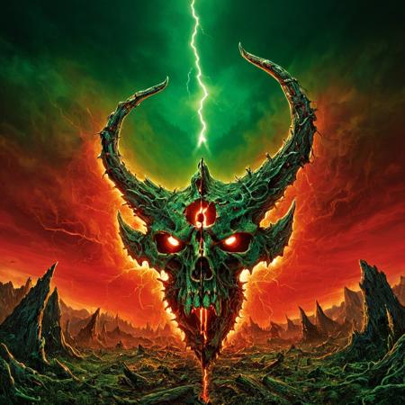 Demon Hunter - Demon Skull Album Cover Concept SDXL V1