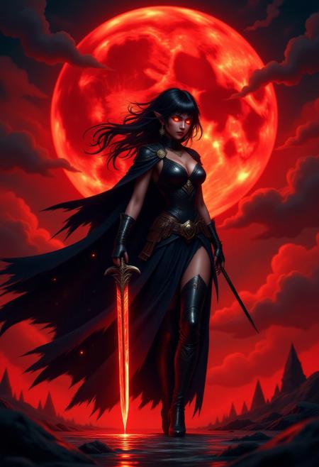 (Blood Moon Huntress Style) – A fierce anime warrior with glowing red eyes, hunting supernatural creatures under a massive blood-red full moon. Her long black cloak flutters in the wind, her cursed sword dripping with a strange, pulsating crimson energy. (dark fantasy anime, gothic hunter aesthetic, werewolf and vampire slayer, intense action scene, eerie red lighting, high contrast shadows)
,pinkhidreamfantasy, aidmamjv7