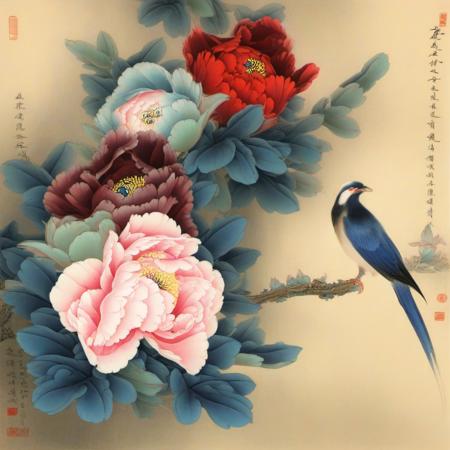 Gongbi flower  bird painting