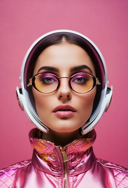 Persian color palette , Persian art, Persian girl, Persian, Iranian, Iran,SPACE IN THE BACKGROUND, IN A SPACESUIT, PINK CLOTHES, SHINY GLASSES folk costumes (Lina Cavalieri: 1,2) (8k, RAW photo, highest quality), hyperrealistic, intricate abstract, intricate artwork, abstract style, otherworldly, mesmerizing parallel dimension, gravity defies logic, abstract masterpiece, interplay of floating objects, distorted silhouettes, vivid hues, ethereal light, weightlessness in an unknown realm, non-representational, colors and shapes, expression of feelings, imaginative, highly detailed, extremely high-resolution details, photographic, realism pushed to extreme, fine texture, 4k, ultra-detailed, high quality, high contrasthanfu,clear face, Ultra High Resolution, wallpaper, 8K,Rich texture details, hyper detailed, detailed eyes, detailed background, dramatic angle, epic composition, SimplepositiveXLv1 (masterpiece, high quality, ), , , model photoshoot, , a stylish girl, (by Andreas Gursky:1,3)